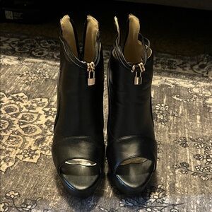 Elegant Black Peep-Toe Ankle Boots